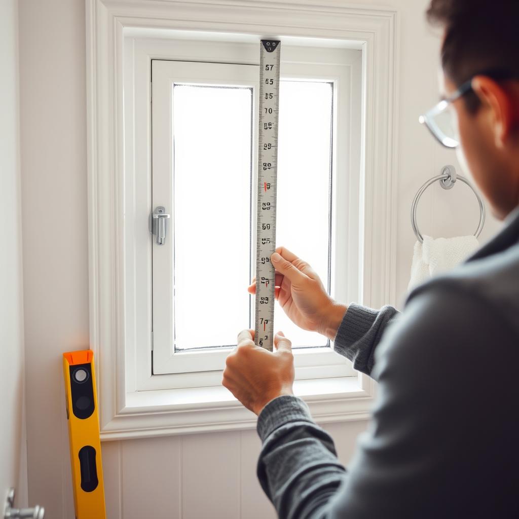 Measuring window for bathroom installation