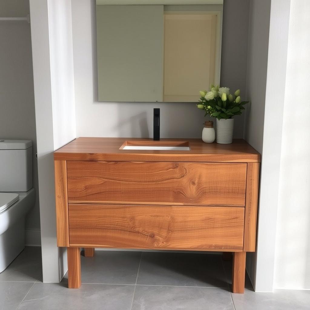 Image of a reclaimed wood bathroom vanity