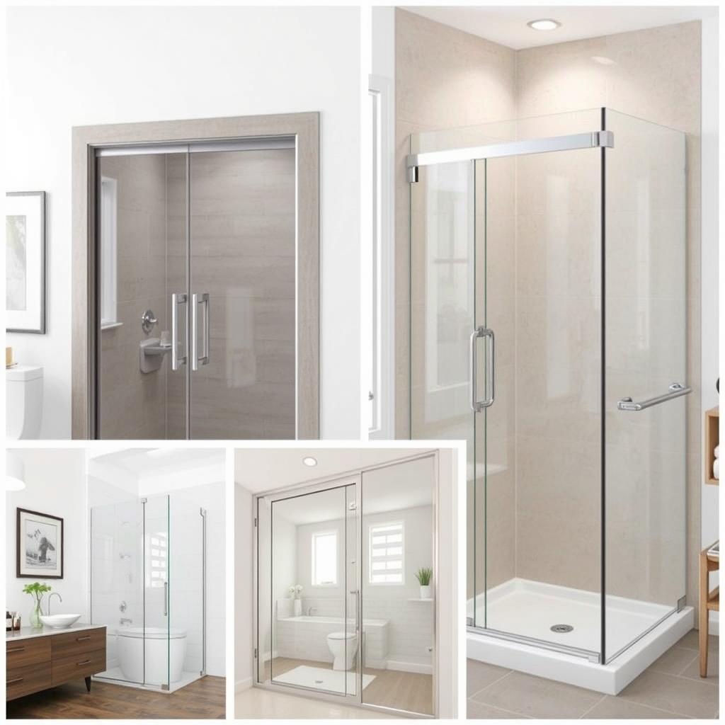 Modern shower door designs with various framing options and glass types