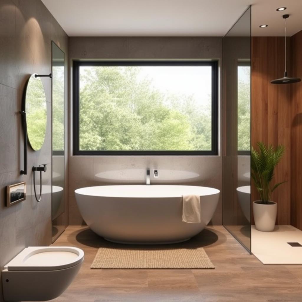 Image of a modern bathroom with sustainable materials