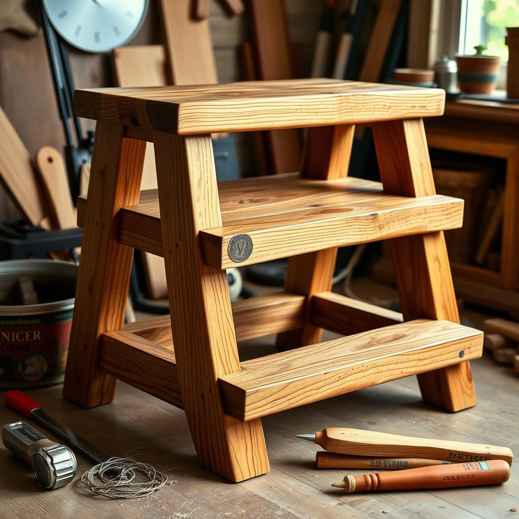 Image of a simple DIY wooden step stool Image of a simple DIY wooden step stool