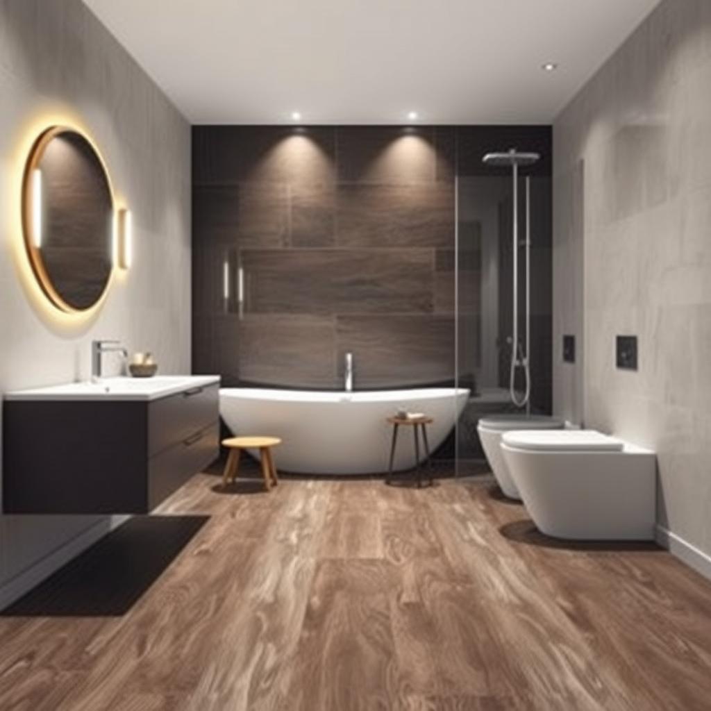 Image of laminate flooring in a modern bathroom Image of laminate flooring in a modern bathroom