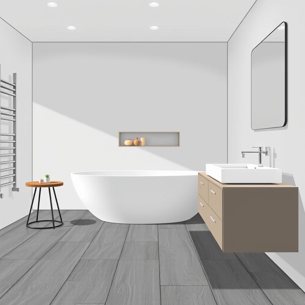 Image of slip-resistant vinyl flooring in a modern bathroom Image of slip-resistant vinyl flooring in a modern bathroom