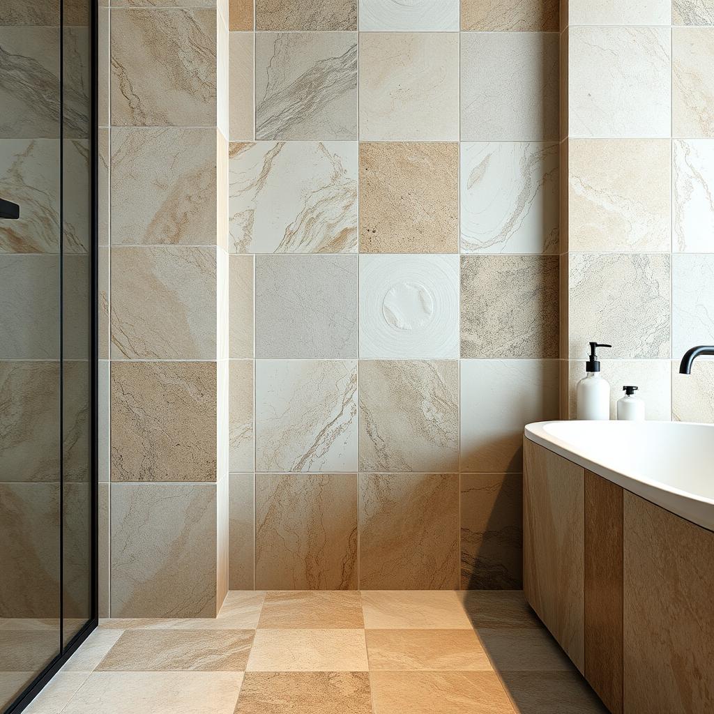 Image of textured ceramic tiles in a bathroom Image of textured ceramic tiles in a bathroom