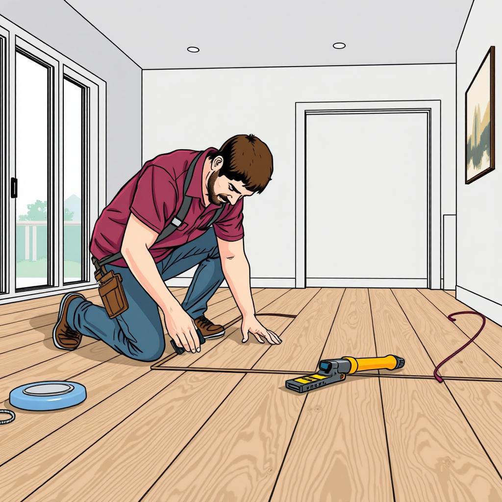 Image of vinyl plank flooring installation Image of vinyl plank flooring installation