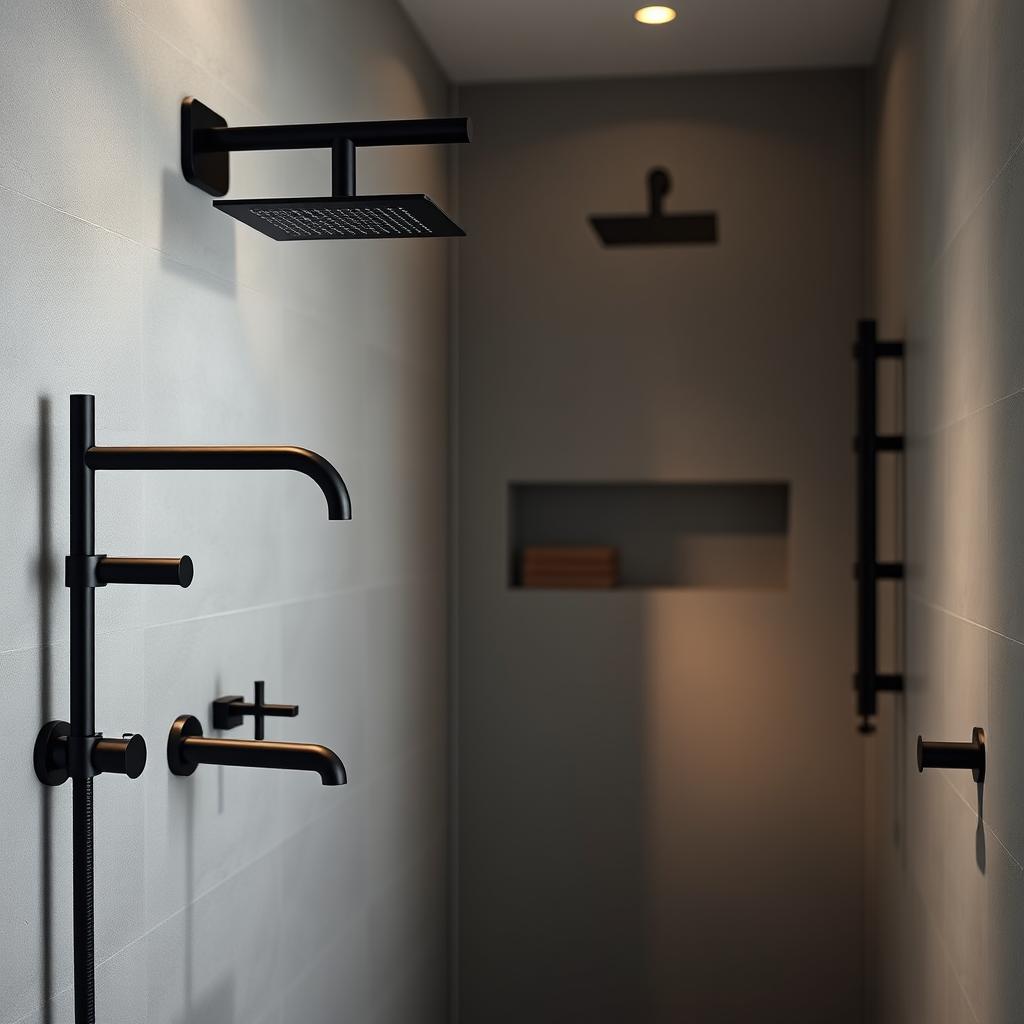 matte black fixtures in modern bathrooms