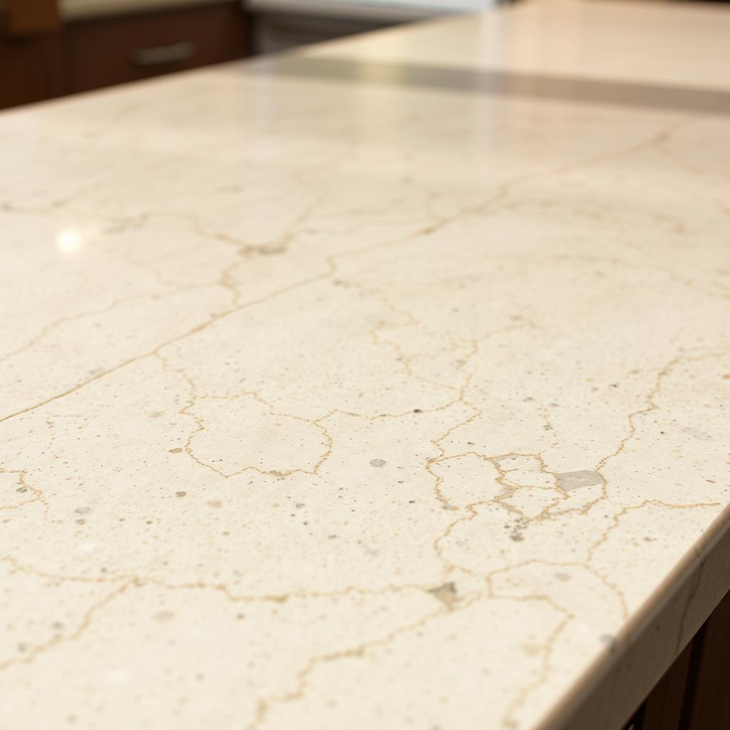 A close-up, high-quality photograph of a natural stone slab, featuring a smooth, polished surface with a unique, intricate pattern of veins and subtle color variations. The stone is illuminated by soft, natural lighting, creating a warm, inviting atmosphere. The angle showcases the depth and texture of the material, highlighting its durability and natural beauty. The background is slightly blurred, keeping the focus on the captivating details of the stone surface. The overall image conveys the premium quality and timeless appeal of natural stone as an exceptional choice for high-traffic kitchen countertops. A close-up, high-quality photograph of a natural stone slab, featuring a smooth, polished surface with a unique, intricate pattern of veins and subtle color variations. The stone is illuminated by soft, natural lighting, creating a warm, inviting atmosphere. The angle showcases the depth and texture of the material, highlighting its durability and natural beauty. The background is slightly blurred, keeping the focus on the captivating details of the stone surface. The overall image conveys the premium quality and timeless appeal of natural stone as an exceptional choice for high-traffic kitchen countertops.