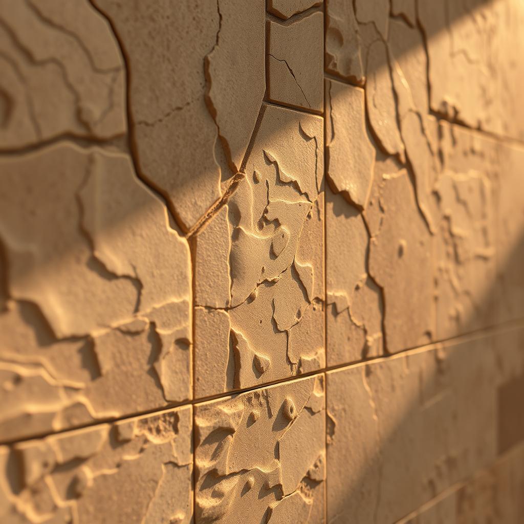 A highly detailed and textured tile surface, with a mix of fluted, three-dimensional, and handcrafted imperfections. The tile is made of natural materials like stone or ceramic, with a matte finish that creates a tactile, artisanal feel. Warm, directional lighting casts subtle shadows, highlighting the unique patterns and depth of the tile. The camera angle is slightly low, capturing the tile's intricate details and creating a sense of depth and materiality. The overall mood is one of refined elegance and craftsmanship, perfectly suited for a modern backsplash in a high-end kitchen or bathroom remodel. A highly detailed and textured tile surface, with a mix of fluted, three-dimensional, and handcrafted imperfections. The tile is made of natural materials like stone or ceramic, with a matte finish that creates a tactile, artisanal feel. Warm, directional lighting casts subtle shadows, highlighting the unique patterns and depth of the tile. The camera angle is slightly low, capturing the tile's intricate details and creating a sense of depth and materiality. The overall mood is one of refined elegance and craftsmanship, perfectly suited for a modern backsplash in a high-end kitchen or bathroom remodel.
