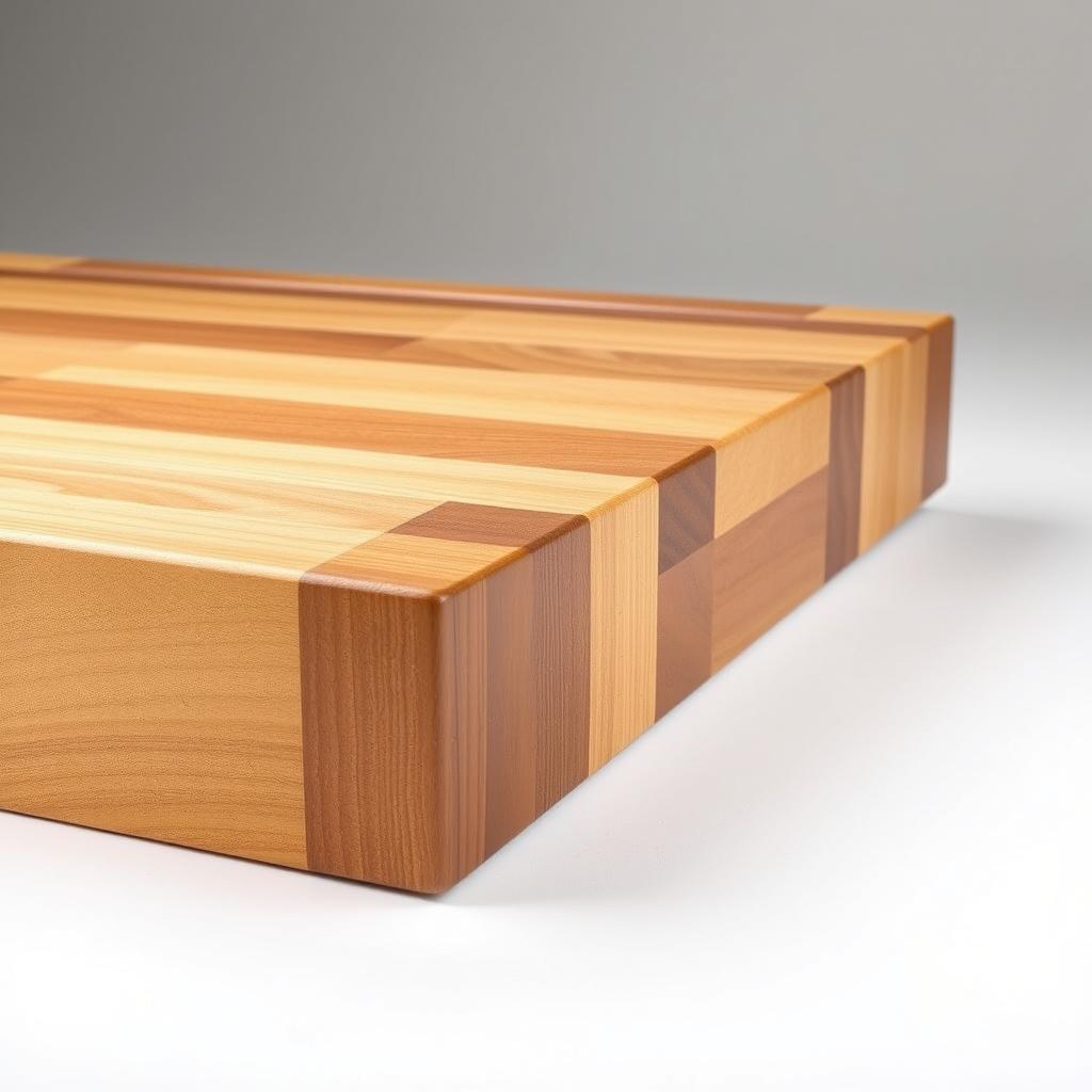 A well-lit, high-resolution studio photograph of a beautifully crafted butcher block countertop, showcasing its intricate construction. The countertop is made of thick, solid hardwood planks arranged in a classic end-grain pattern, with a smooth, sanded surface and a rich, natural wood grain. The image focuses on the detailed joinery and edge profile, highlighting the skilled craftsmanship that goes into creating this timeless and durable kitchen feature. The lighting is carefully placed to accentuate the texture and depth of the wood, casting subtle shadows that enhance the visual interest. The overall composition emphasizes the butcher block's sturdy, functional design and its potential to elevate the aesthetic of any kitchen space. A well-lit, high-resolution studio photograph of a beautifully crafted butcher block countertop, showcasing its intricate construction. The countertop is made of thick, solid hardwood planks arranged in a classic end-grain pattern, with a smooth, sanded surface and a rich, natural wood grain. The image focuses on the detailed joinery and edge profile, highlighting the skilled craftsmanship that goes into creating this timeless and durable kitchen feature. The lighting is carefully placed to accentuate the texture and depth of the wood, casting subtle shadows that enhance the visual interest. The overall composition emphasizes the butcher block's sturdy, functional design and its potential to elevate the aesthetic of any kitchen space.