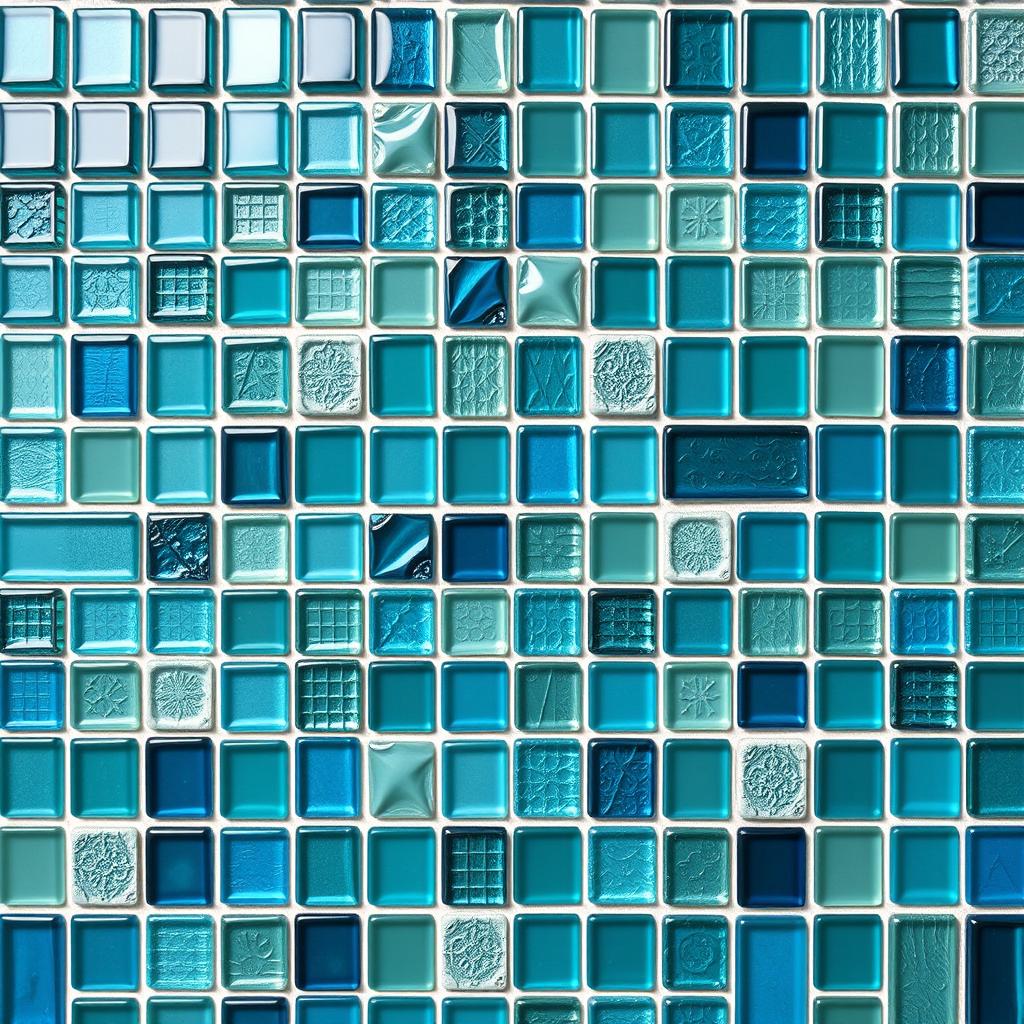 Intricate glass mosaic tiles arranged in a visually striking pattern, capturing the essence of a modern kitchen backsplash. Smooth, iridescent tiles in a variety of hues, from vivid blues and greens to subtle neutrals, create a captivating, textured surface. The tiles are meticulously laid, with precise grouting lines that accentuate the geometric design. The image is captured in a crisp, high-resolution format, with soft, directional lighting that enhances the depth and vibrancy of the tiles. The overall composition conveys a sense of elegance and sophistication, perfectly suited for a contemporary kitchen setting. Intricate glass mosaic tiles arranged in a visually striking pattern, capturing the essence of a modern kitchen backsplash. Smooth, iridescent tiles in a variety of hues, from vivid blues and greens to subtle neutrals, create a captivating, textured surface. The tiles are meticulously laid, with precise grouting lines that accentuate the geometric design. The image is captured in a crisp, high-resolution format, with soft, directional lighting that enhances the depth and vibrancy of the tiles. The overall composition conveys a sense of elegance and sophistication, perfectly suited for a contemporary kitchen setting.