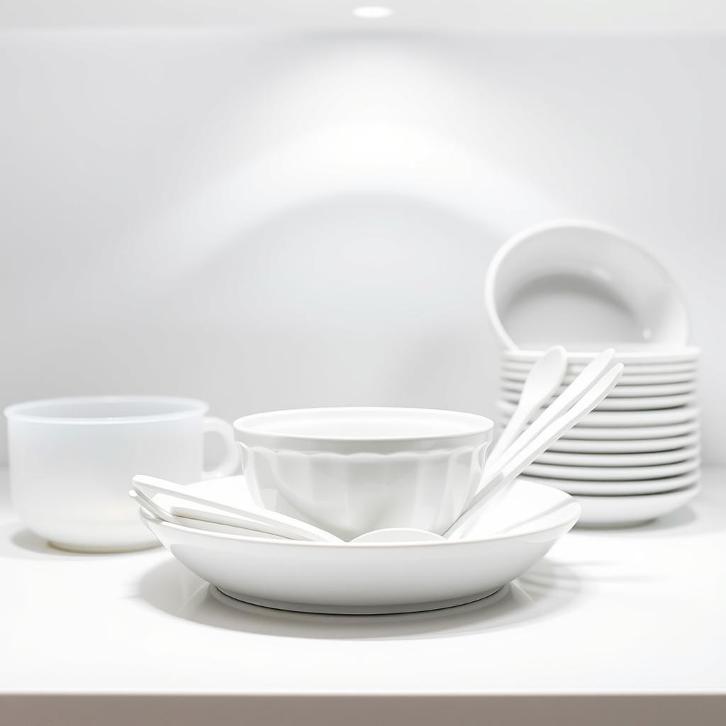 High-resolution photograph of clean plastic dishes and utensils neatly arranged on a bright white countertop, lit by soft diffused overhead lighting. The plastic items are in various stages of drying, some still slightly damp with water droplets glistening, others already dry and gleaming. The image has a clean, minimalist aesthetic, highlighting the efficient drying capabilities of modern dishwashers. The smooth, streamlined surfaces of the plastic reflect the light beautifully, creating a sense of modern design and functionality. High-resolution photograph of clean plastic dishes and utensils neatly arranged on a bright white countertop, lit by soft diffused overhead lighting. The plastic items are in various stages of drying, some still slightly damp with water droplets glistening, others already dry and gleaming. The image has a clean, minimalist aesthetic, highlighting the efficient drying capabilities of modern dishwashers. The smooth, streamlined surfaces of the plastic reflect the light beautifully, creating a sense of modern design and functionality.