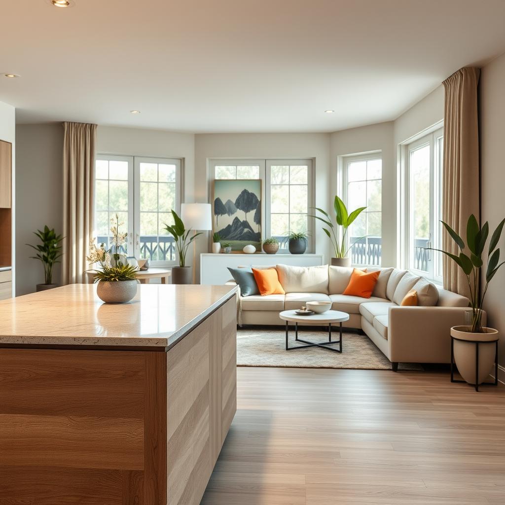 coordinating kitchen color open concept